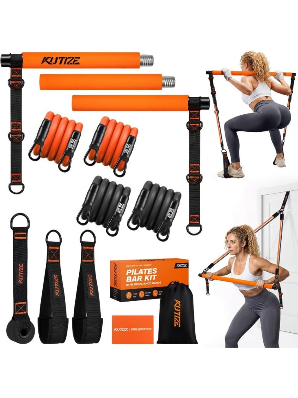 Multifunctional Pilates Bar Kit with Resistance Bands for Full-Body Workouts at